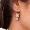 Lisa - Boucles d'oreilles en opale rose et quartz rose