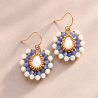 Boucles d'oreilles Juliette en tanzanite, nacre et perles dorées