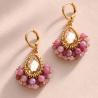 Boucles d’oreilles Charlotte en tourmaline rose brodées à la main