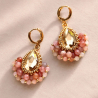 Boucles d’oreilles Charlotte en pierre de soleil brodées à la main
