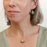 Boucles d’oreilles artisanales Charlie en jade africain et perles dorées