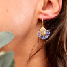 Boucles d’oreilles artisanales Charlie en tanzanite et perles dorées