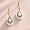 Boucles d'oreilles bleues Marina avec gouttes de nacre blanche