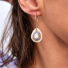 Boucles d'oreilles artisanales Marina en tanzanite et nacre naturelle