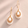Boucles d'oreilles Marina avec gouttes de nacre et pierres aux nuances pêche