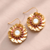 Boucles d'oreilles Grace en tourmaline rose et nacre brodées à la main