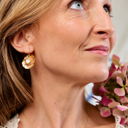 Boucles d'oreilles tourmaline rose & nacre | Grace