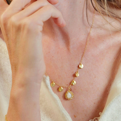 Collier pierre de soleil et nacre fait main | Manon