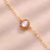 2.	Détail de la goutte de nacre entourée de petites perles roses.